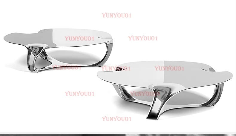 FRP Electroplating Stainless Steel Silver Coffee Table Model Room Special-shaped Irregular Hollow Cloud Negotiation Table