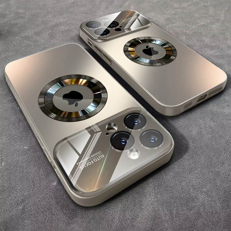 Luxus Glas Kamera Für Magesafe Magnetische Drahtlose Lade Fall Für iPhone 11 12 13 14 15 16 17 Pro max Air Plus Stoßfest Abdeckung