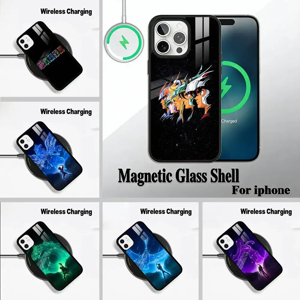 

S-Saint S-Seiya Knights For IPhone17 16 15 14 13 12 11 Plus Pro Max Plus Wireless Charger Phone Case