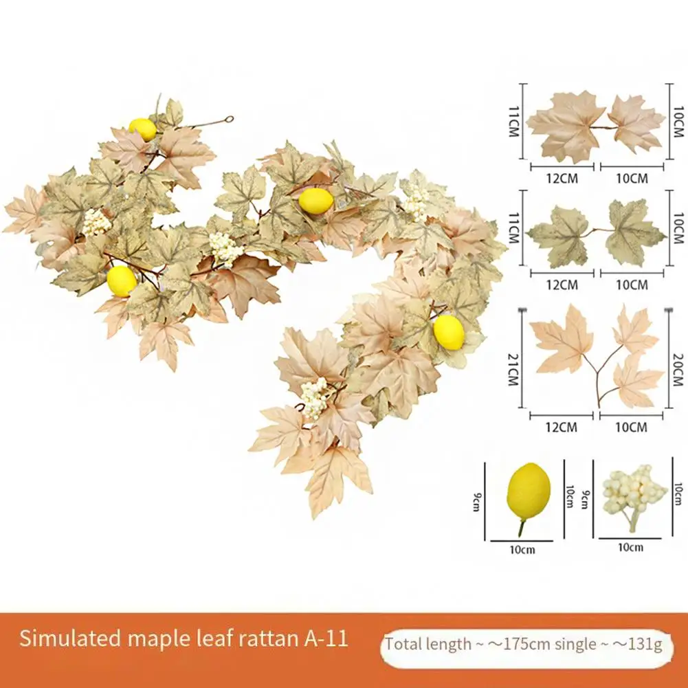 Faux Maple Leaf Garland 175cm Plastic Rattan Vine For Thanksgiving Halloween Harvest Festival Indoor Outdoor Wall Decor