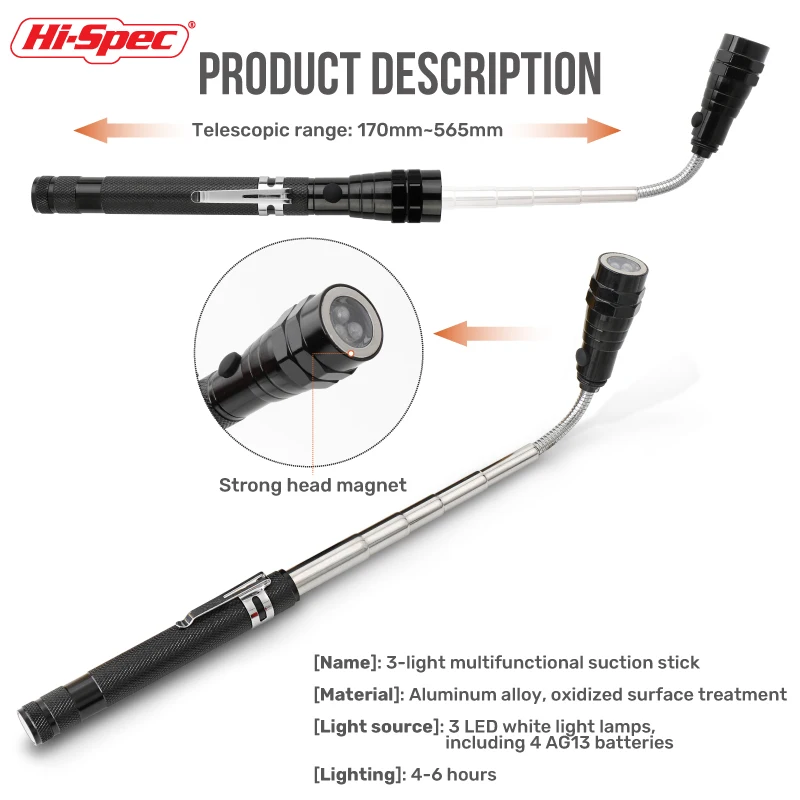 قلم مغناطيسي صغير محمول تلسكوبي عالي المواصفات أدوات يدوية سعة التقاط مسمار صامولة عصا قضيب لاقط قابلة للتمديد