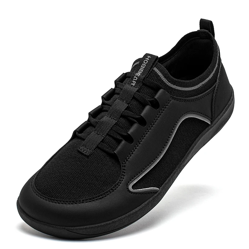 

HOBIBEAR Wide Toe Barefoot Sneakers Unisex Mesh Artificial Leather Slip On Shoes Minimalist Casual Walking Sneakers