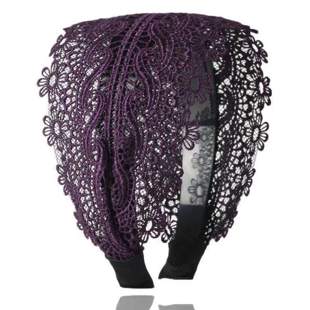 

Temperament Cloth Fashion Design Resin Flower Women Hair Accessories Korean Style Hair Wear Lace Headband Wide Side Hairband