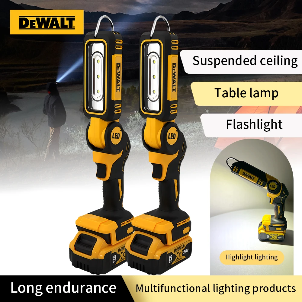 Dewalt 20V Lithium Battery 90 Degree Folding LED Work Light Handheld Multifunctional Portable Camping Torch for Outdoor Camping