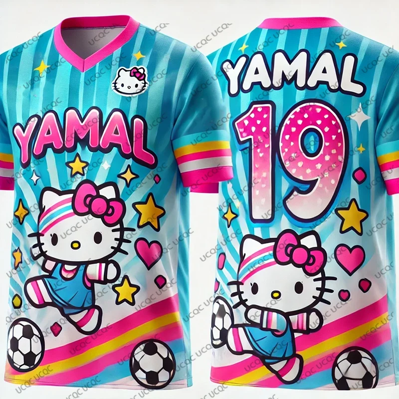 

Latest Hello kitty Yamal No.10 Fan Commemorative Edition Sport Tshirt Outdoor CompetitionTraining Tee Breathable Oversize Jersey
