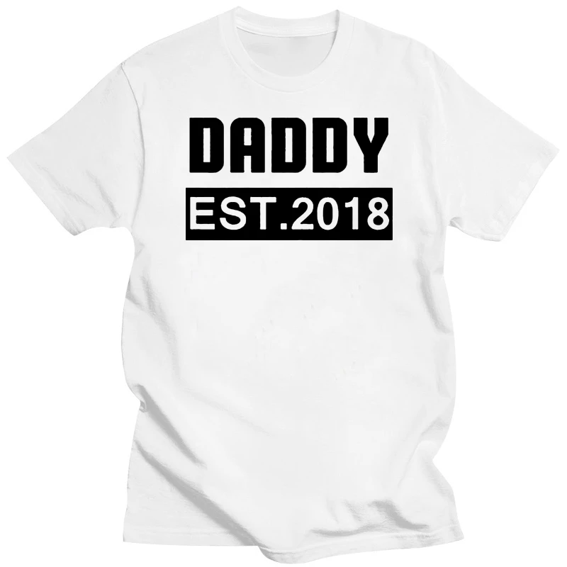 Blwhsa Daddy Est 2020 Print T Shirt Men O-Neck Custom Tops Tees Gift Fashion Fathers Day T-Shirt Dad Since Casual Cotton For Dad