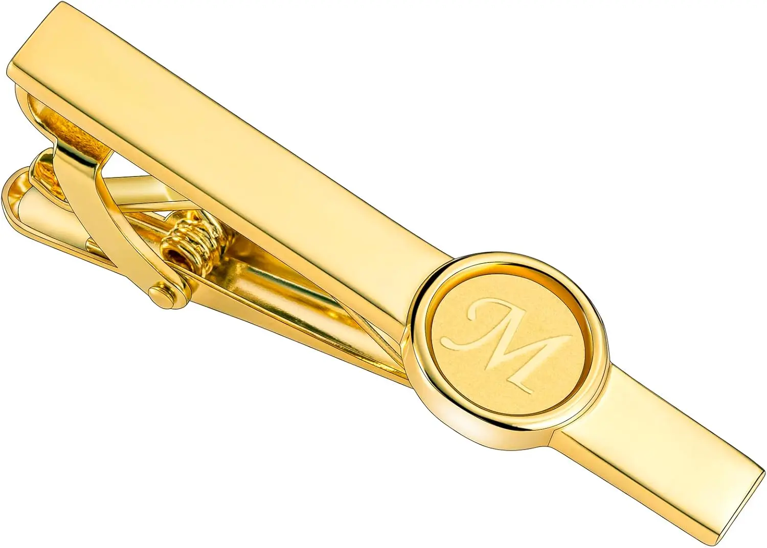 

2 Inch Gold Engraved Letter Cufflinks and Tie Clips Set for Men, Formal Business Wedding Accessories