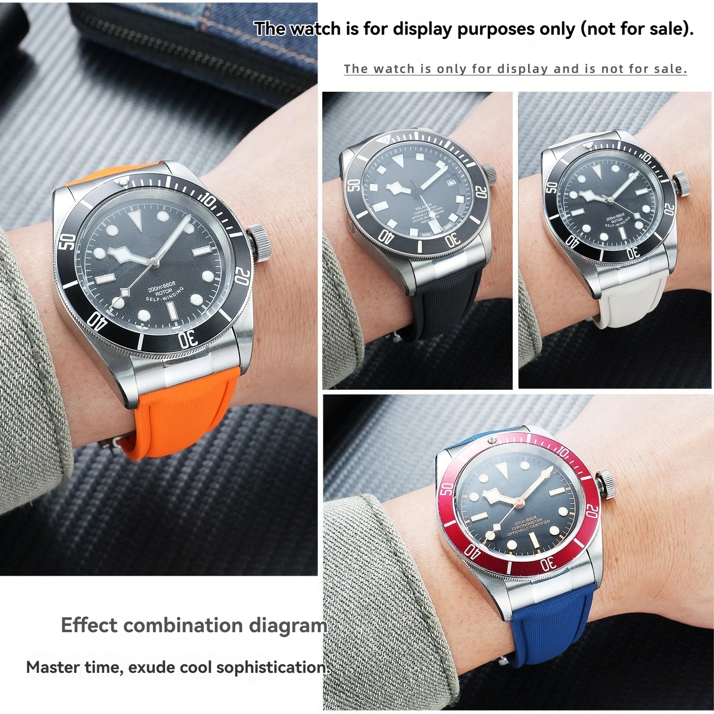 For Tudor 1958 Black Bay M79030 M79230 Diver 25600TN with “Little Red Flower” Fluororubber and Metal-Tipped Sport Bracelet
