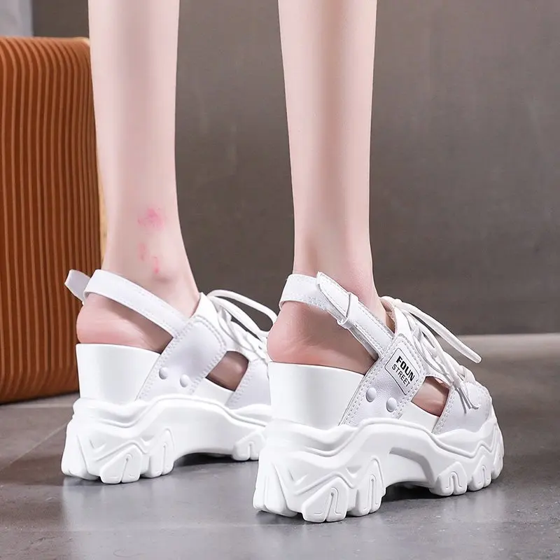 Fashion Summer Women Sandals Peep-toe Wedge Platform Sneakers Woman 11CM Heels Thick Bottom Sandal New Casual Beach Flip Flops