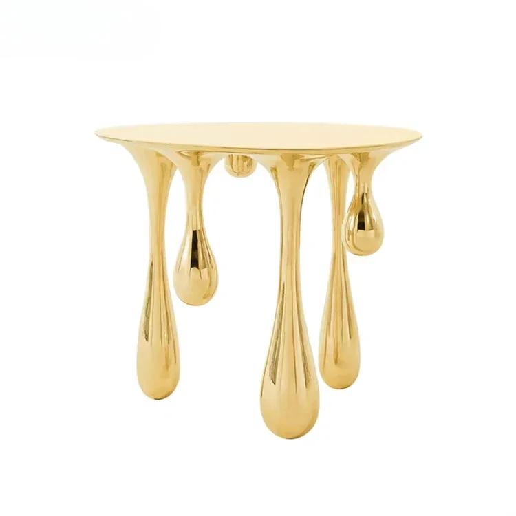 

Creative luxury round dining table gold stainless steel oval water table 6 8 seats