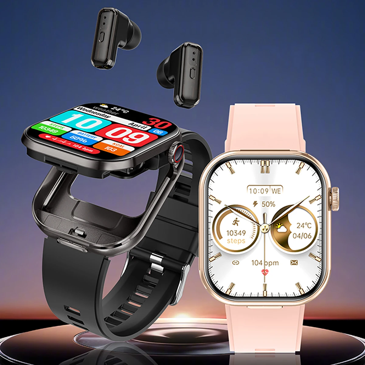 

Наушники 2 в 1, умные часы, 2,02 дюйма, Bluetooth-вызов, пульс, здоровье, HIFI, 9D качество звука, музыка, спортивные водонепроницаемые умные часы T99