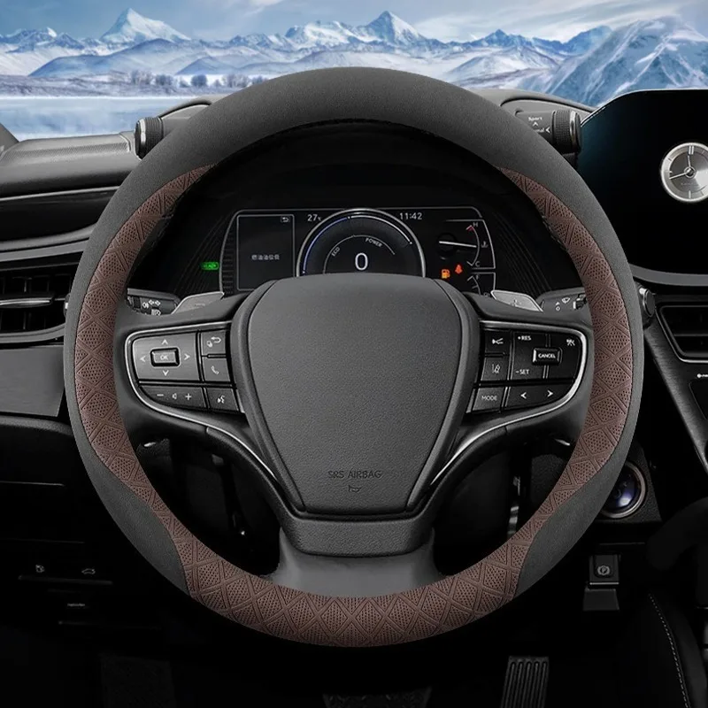 

Suede Car Steering Wheel Cover Round Universal 38cm Steering Wheel Covers Car Accessories Interior Anti Slip Steering Wheel Grip