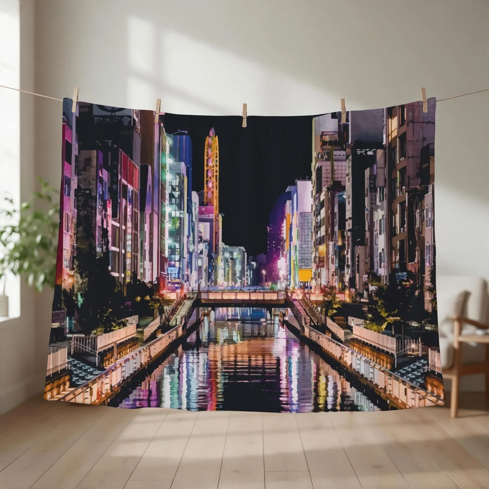 Osaka, Japan Travel Artwork Throw Blanket Beautifuls Moving Furrys Retros Blankets