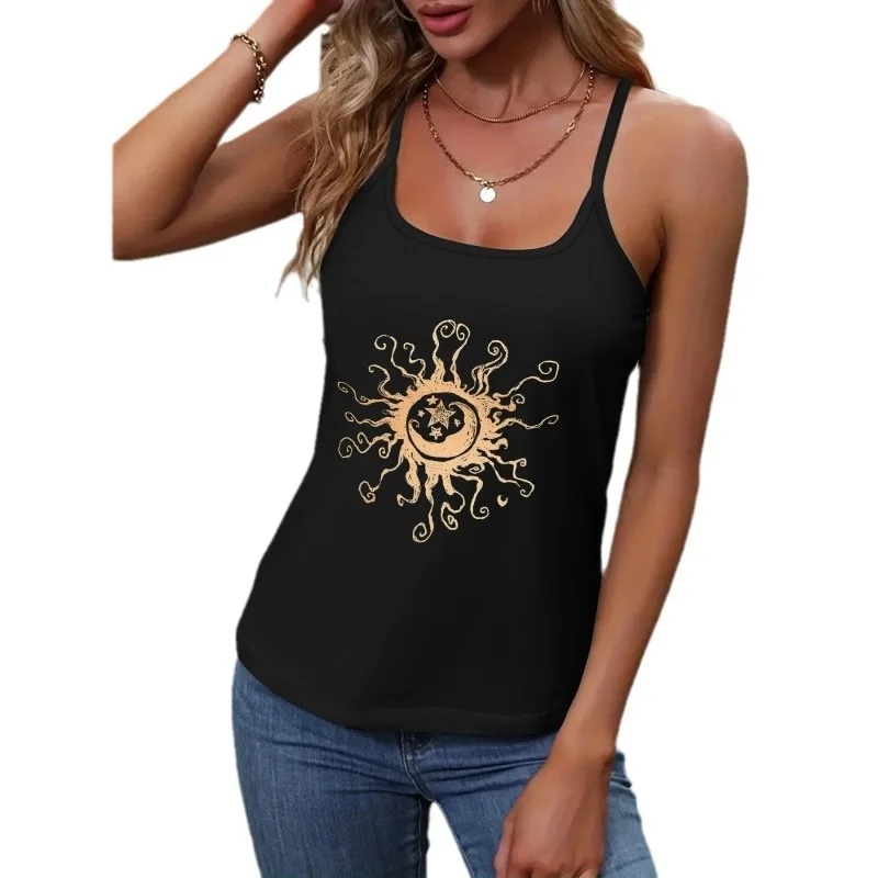Women Y2K Spaghetti Strap Cami Tank Top Leopard Lips Honey Print Slim Sleeveless Summer Casual Halter Vest Tank Top Women