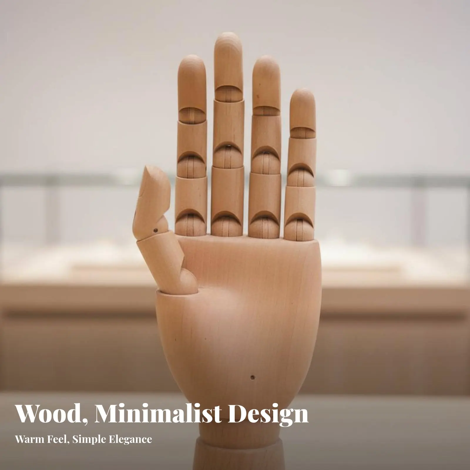 Wooden Hand Model, Adjustable Joints, Metal Base, Wallet, Bracelet, Eyewear, Jewelry Display, Random Left or Right