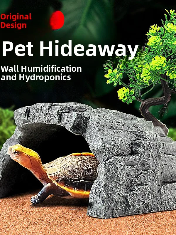 منصة تشمس السلحفاة الراتنج بيت تجنب عش الكهف للزواحف والبرمائيات مثل ركن Fs والسلحفاة