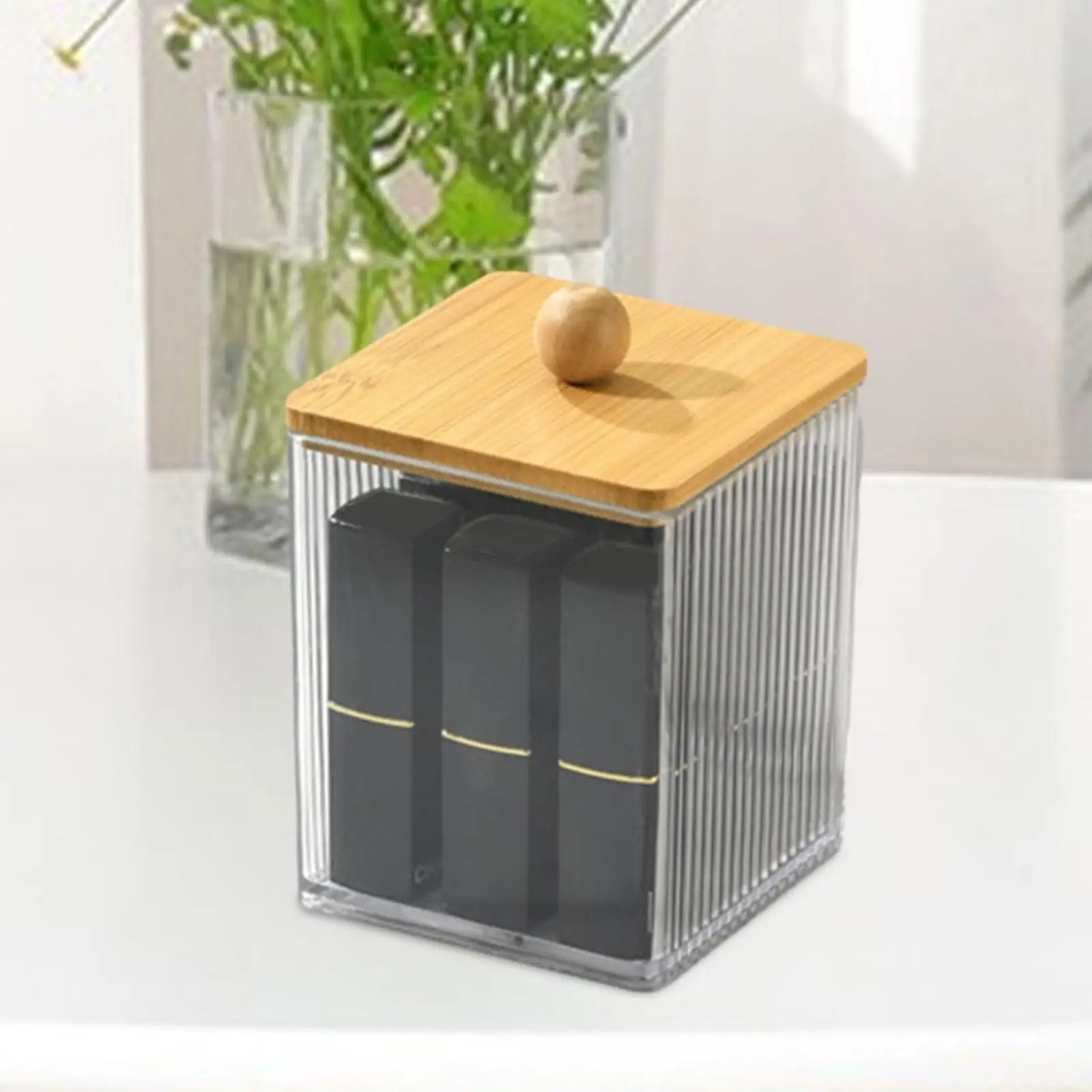 2xMakeup Wattenstaafje Pad Houder Wattenschijfje Container voor Desktop Home Floss