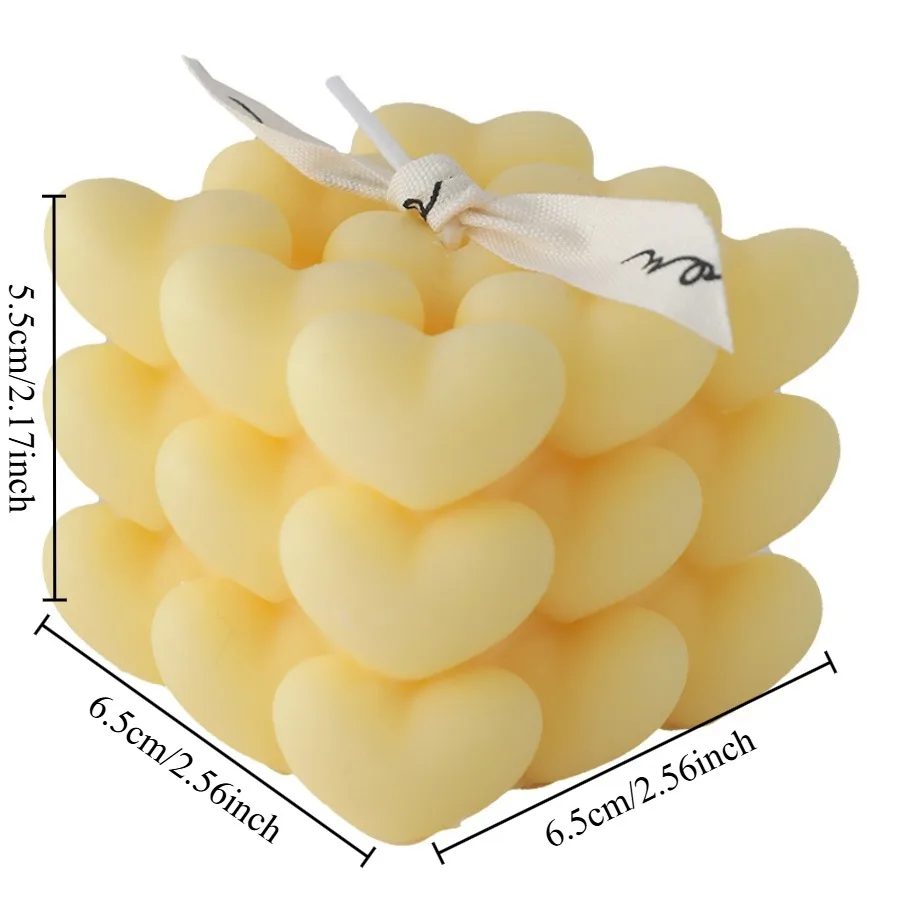 1pc Pastel Heart Cube Soy Wax Scented Candles for Romantic Gifts Aesthetic Home Decor Valentine's Day Wedding Decorations