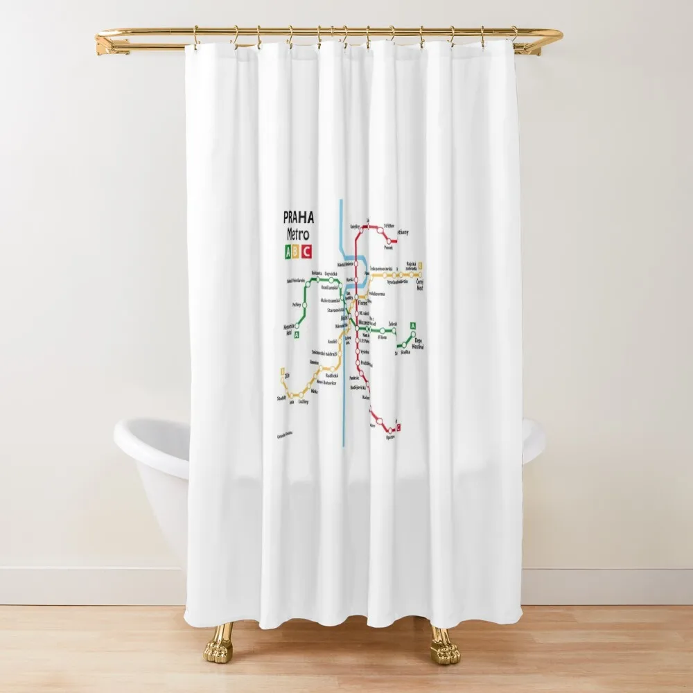 

PRAGUE metro network Shower Curtain For Bathrooms Waterproof Fabric Bathroom Curtain