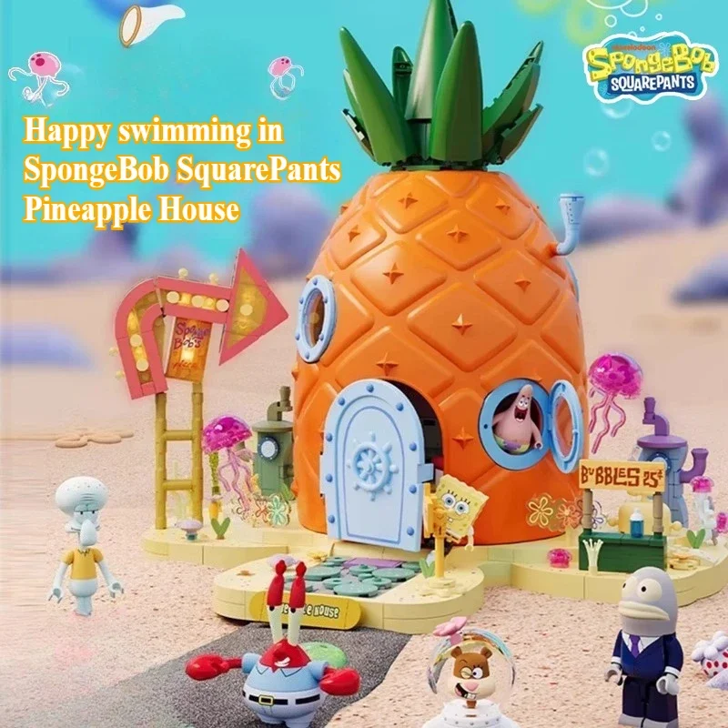 

AREAX SpongeBob SquarePants Building Blocks Pineapple House Modular Building Sets Set with Light Desktop Deco Kids Gift