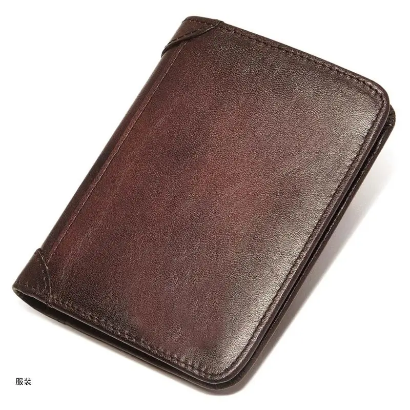 D0UD Modern Leather Business Short Wallet Blocking Card Slots and Coin Pocket