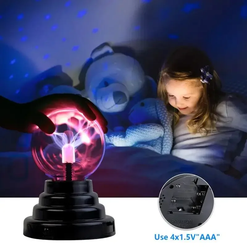 Lampe boule de plasma magique en verre, USB, 3 pouces, veilleuse tactile sensible, cadeau d\'anniversaire pour enfants, éclairage de Noël