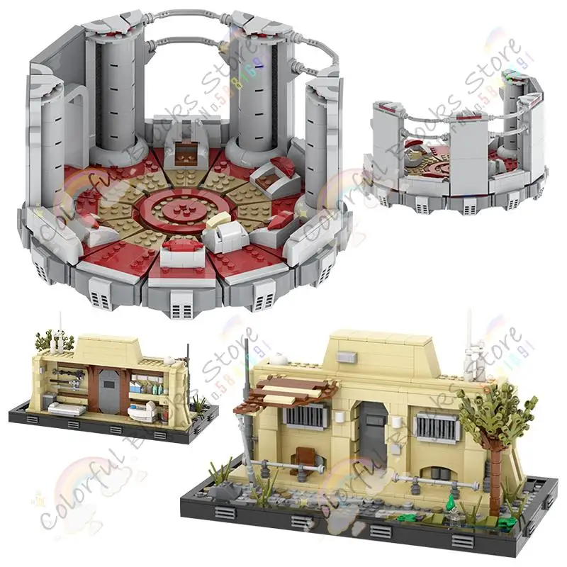 Interstellar Movie Scene MOC Building Blocks Council Chamber Action Figure House Model Architecture Brick Assembly Toys For Kids