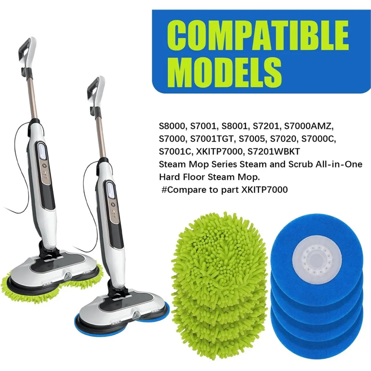

2026 New Accessories Magic Sponge Eraser Pads and Microfiber Pads for Steamer S7001 S7020 Series Rotating Steam Scrubber