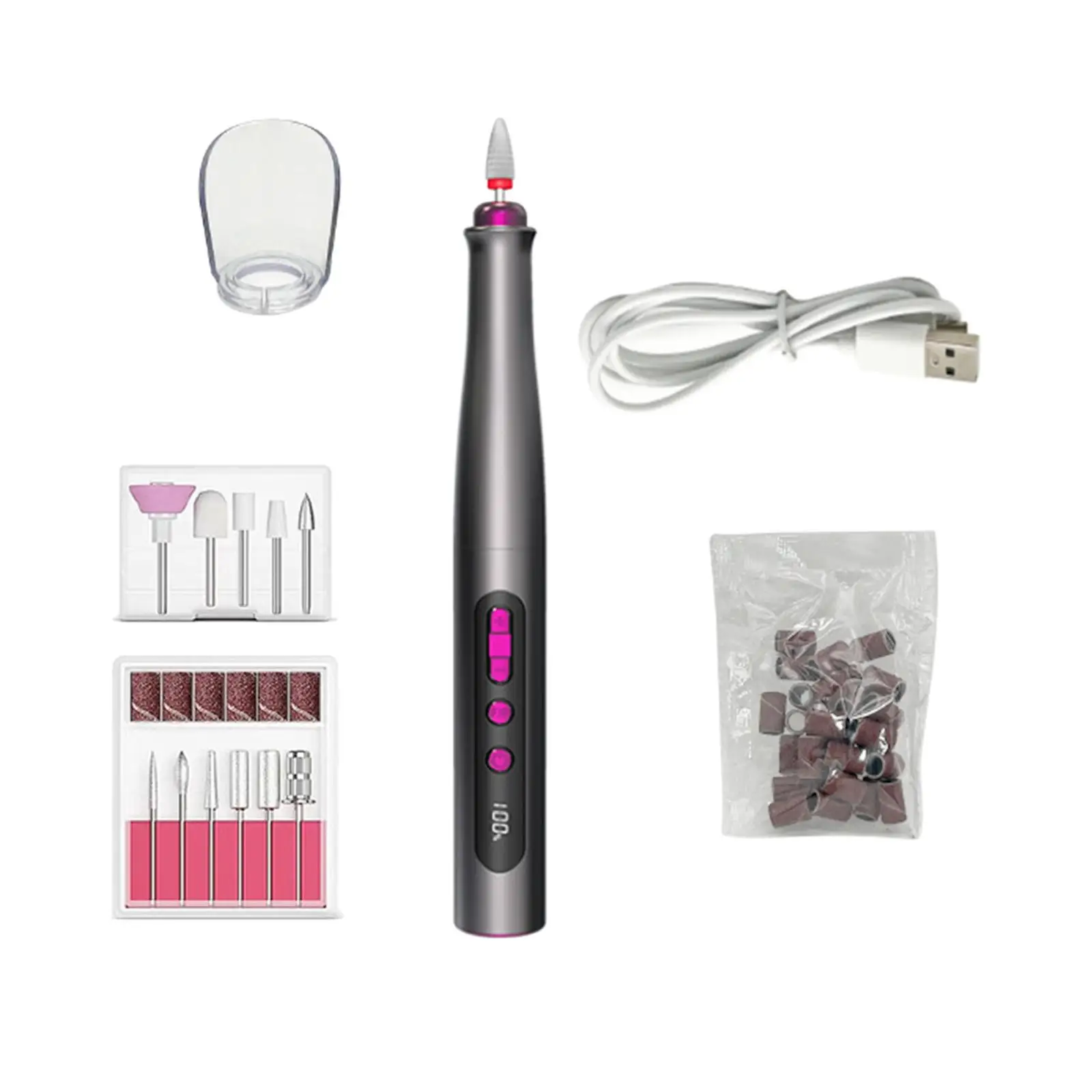 Manicure Pedicure Tool Draagbare Lcd-Scherm Compacte Oplaadbare Nail Boor Machine Voor Het Bijsnijden Van Polijsten Acryl Nagel