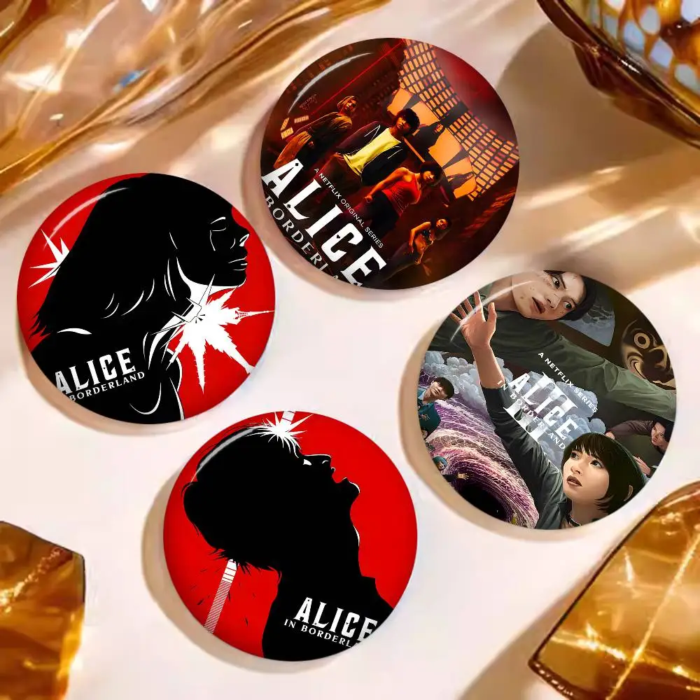 Japan TV Alice in Borderland Round Button Pins Slogan Creative Brooches Backpack Clothes Decoration Fashion Jewelry Gifts