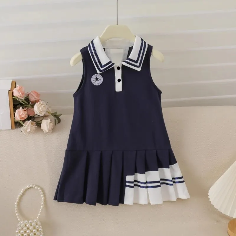 

Girls Polo Shirts Dresses Summer 2025 Children Cotton Sleeveless Vest Dress For Baby Girl Cute Clothing Kids Sports Outfits 8 9Y