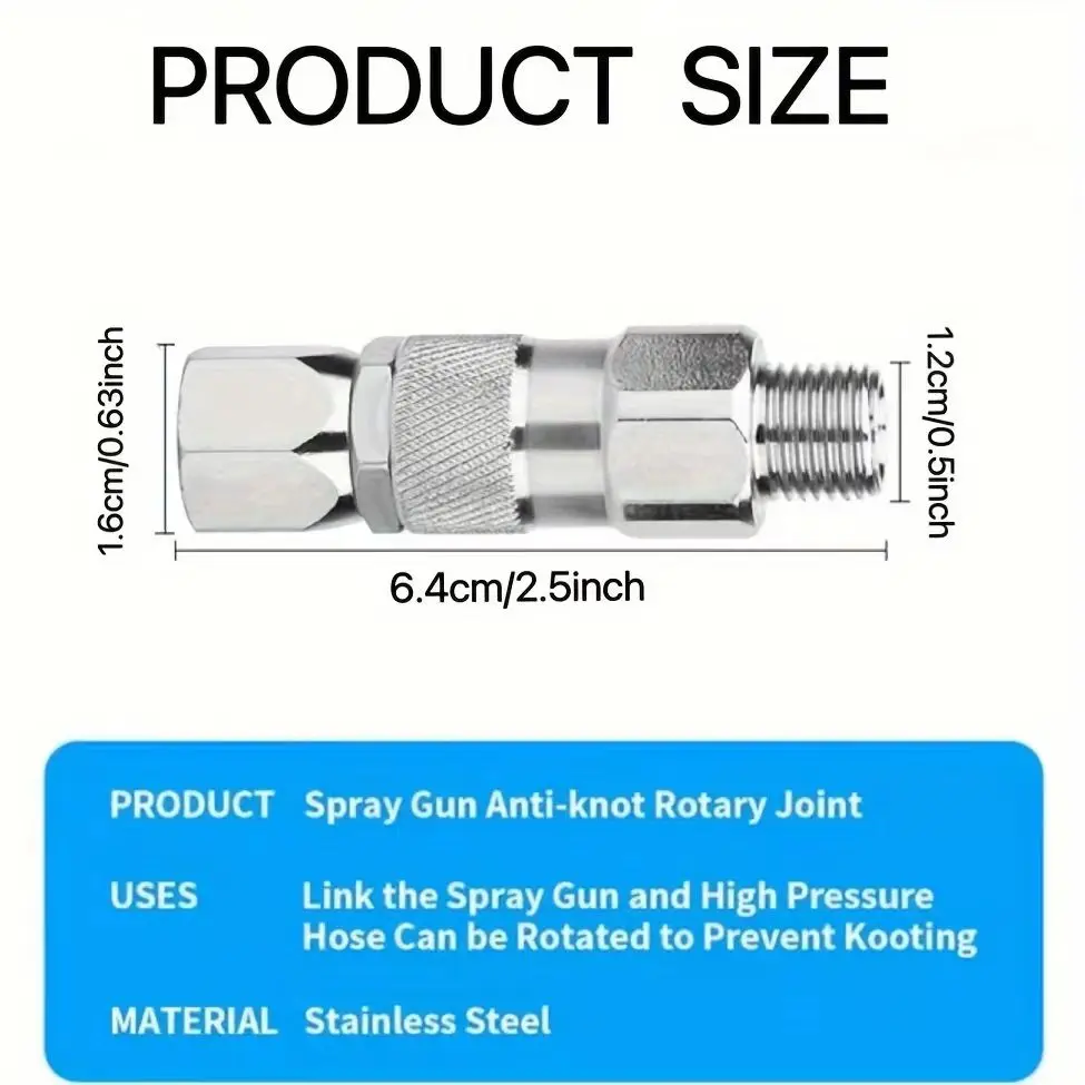 2 PCS 360 Degree Rotation 1/4-Inch Spray Guns Swivel Joint, High Pressure Spray Guns Swivel Joint for Paint Sprayers Hose