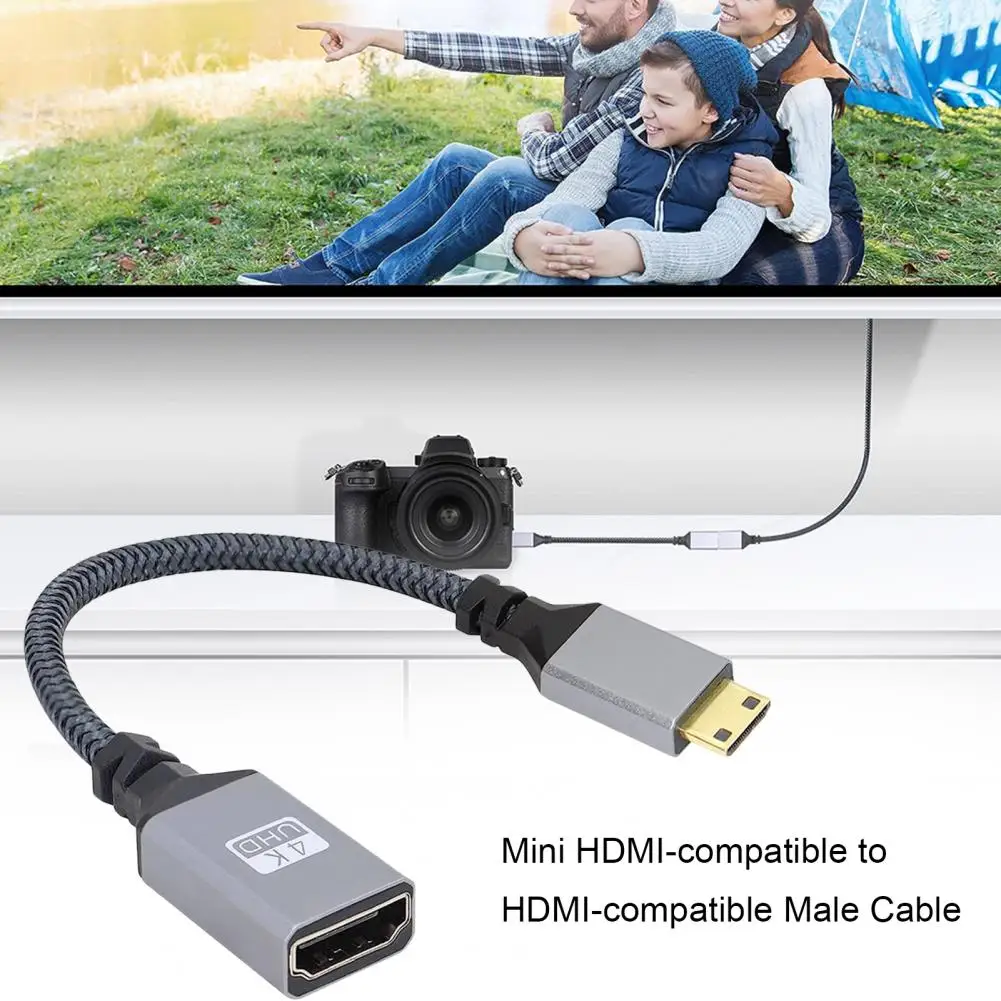 High-bandwidth Cable Mini Hdmi-compatible to Hdmi-compatible Cable for 4k 60hz Video Support on Hd Tv Laptop for Camcorder