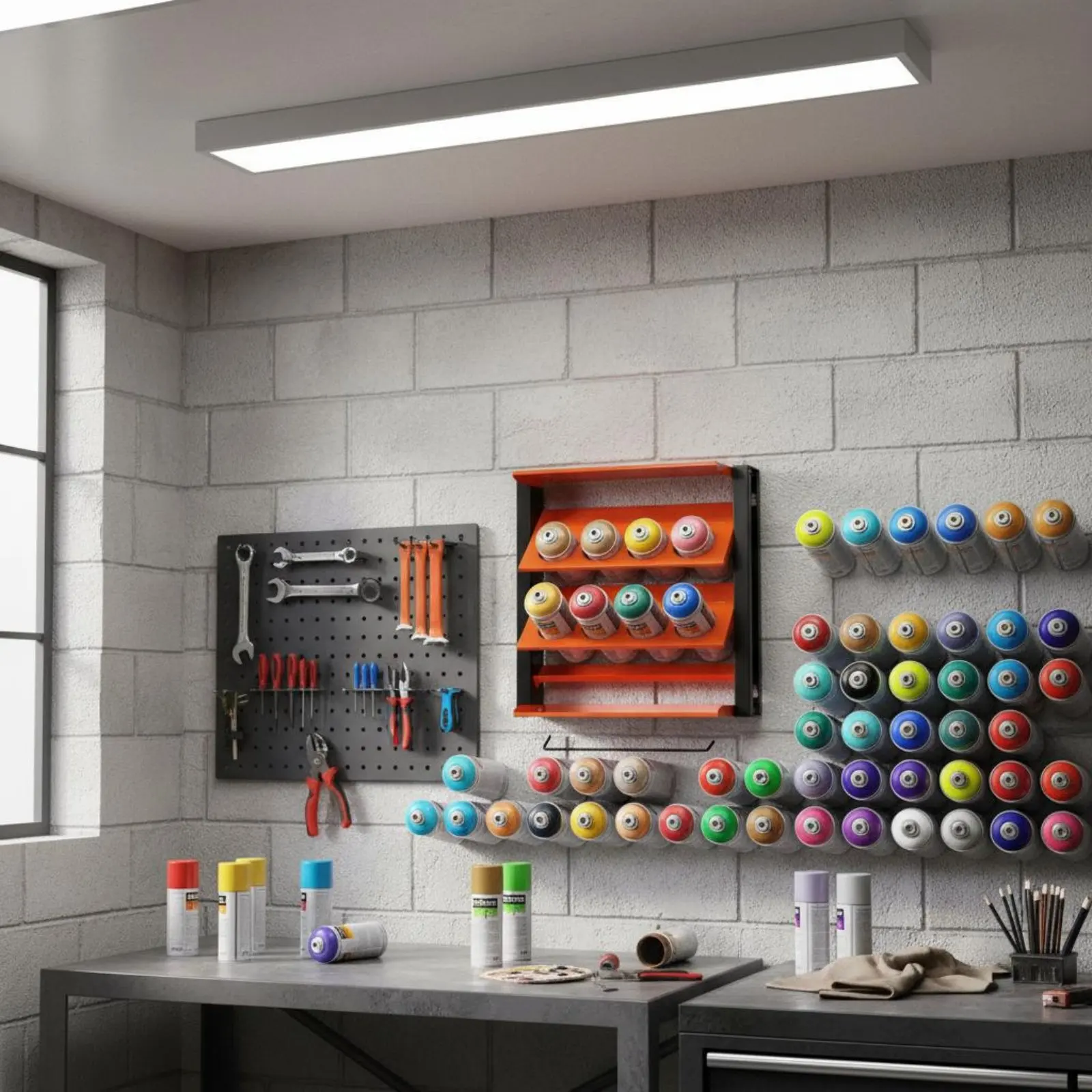 Spray Paint Rack Multi Slot Wall Mounted Spray Can Rack Paint Can Organizer Powder Coated Rust Proof for Garage Users, Workshop