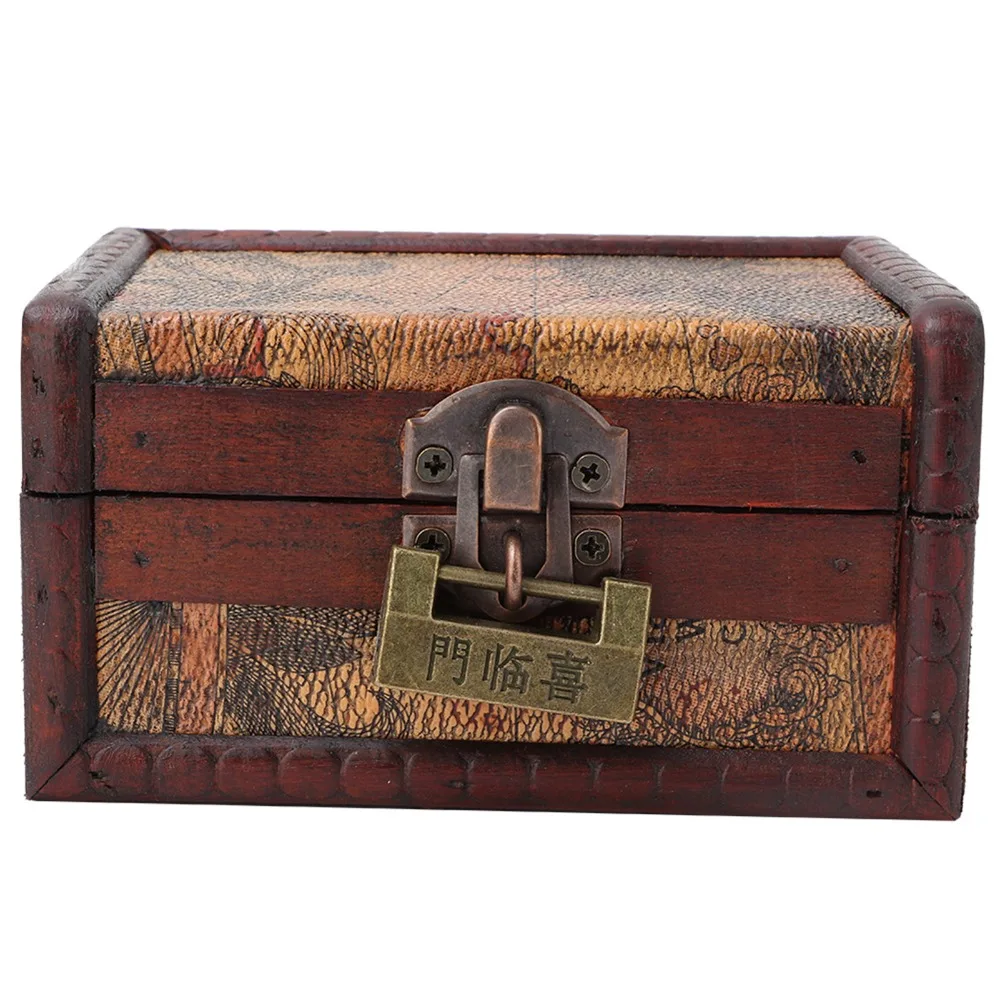 Jewelry Boxes Lock With Key Wooden Storage Box Red Wood Treasure Chest Box Hinged Lid Lockable Storage Box Home Decor