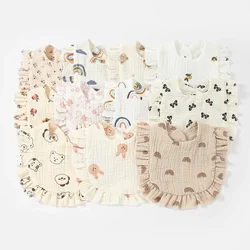 Korean Style Baby Feeding Drool Bib Ruffle Floral Infants Saliva Towel Soft Cotton Burp Cloth For Newborn Toddler Kids Bibs New