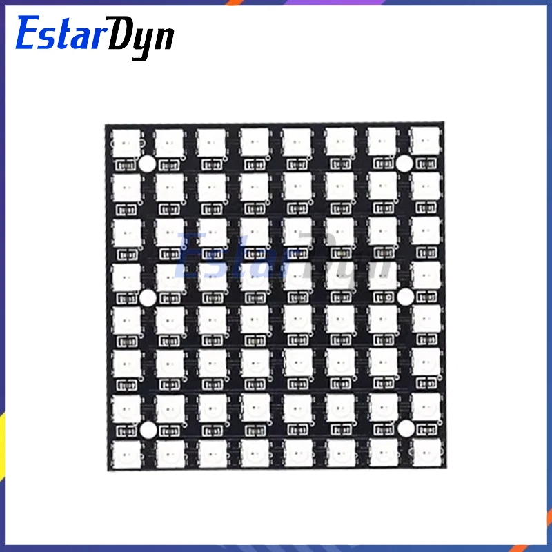 8x8 WS2812 LED Matrix Panel 64 RGB Pixels 5050 SMD, Programmable Addressable for Arduino/ESP32, High Brightness DIY Decor/Signs