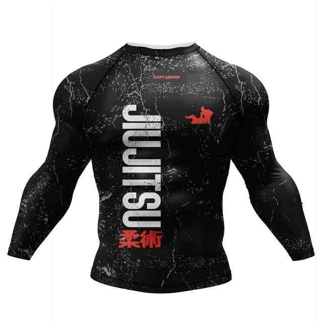 Niestandardowa gorąca sprzedaż Cody Lundin Wrestling BJJ Jiu Jitsu Rash Guard dla mężczyzn 3D Sublimation Tattoo Tight Long Sleeve kickBoxing Jersey