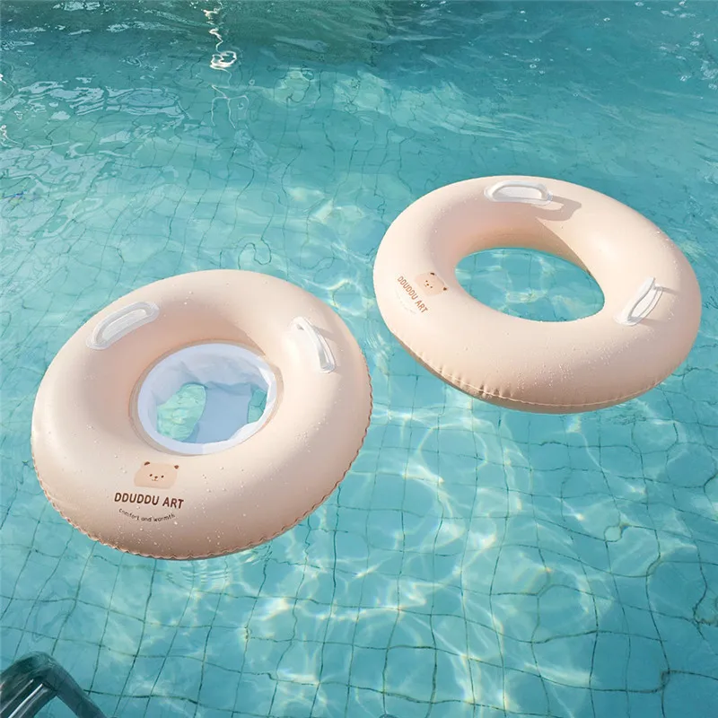 Baby Swimming Ring Children Thickened Seat Ring Baby Life Buoy Inflatable Milk Tea Bear Water Floating Ring for Swimming Pool