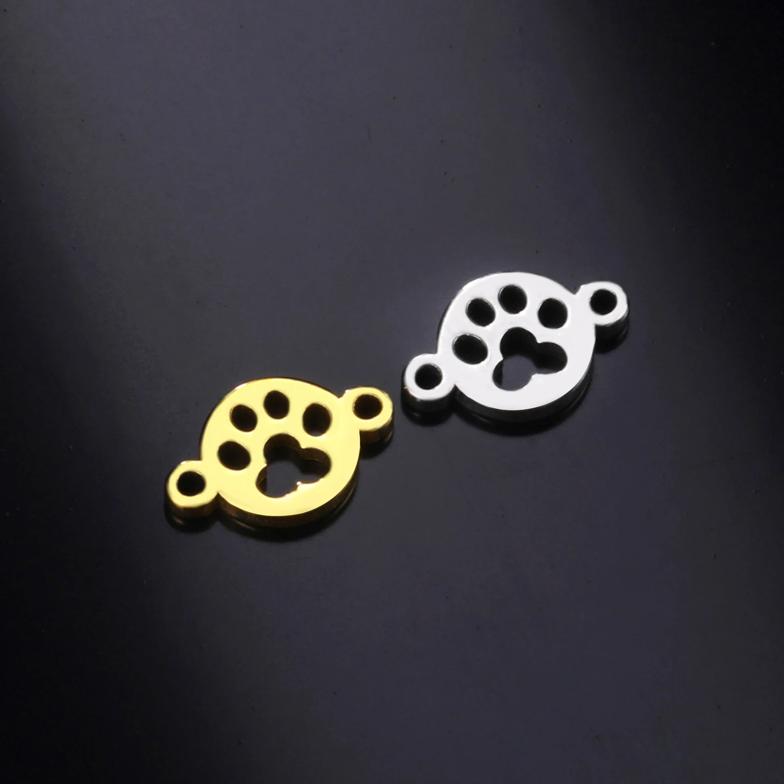 EUEAVAN 20pcs/lot Animal Stainless Steel Charms Dog Cat Paw Connector Charm for Bracelets Women Pet Lover DIY Accessories