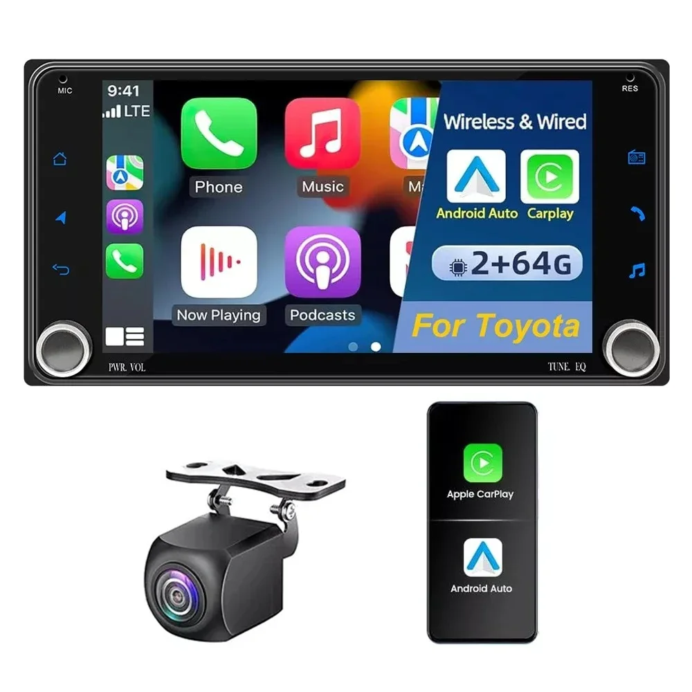 

Android 13.0 GPS Car Navigation 4+64GB Double Din 7" Car Radio Stereo Player Bluetooth Compatible for Toyota 4Runner 2003-2009