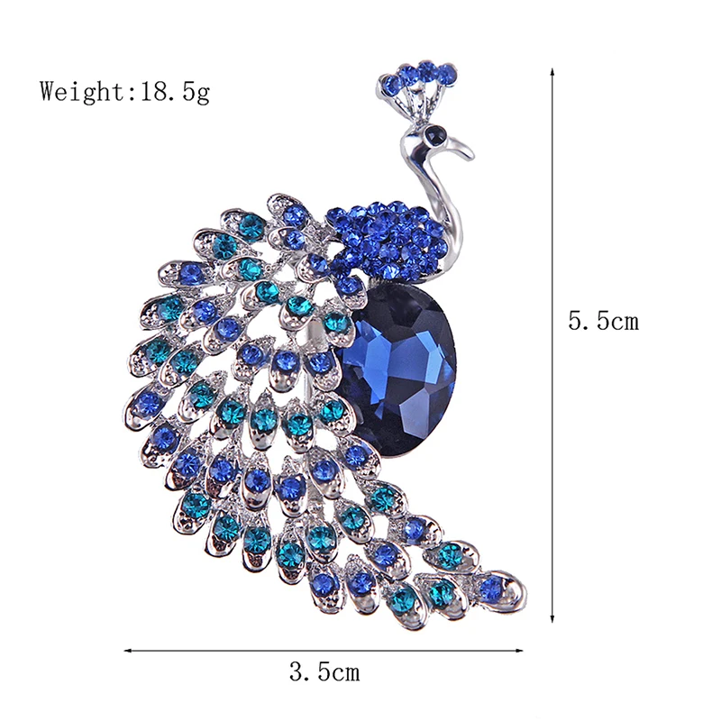 1PC Rhinestone Peacock Brooches Pins Jewelry Banquet Christmas Gifts Accessories