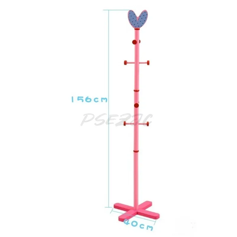 Solid Wood Clothes Hanger Floor To Ceiling Bedroom Clothes Rack Cartoon Pink Cute Home Floor To Ceiling Clothes Hanger