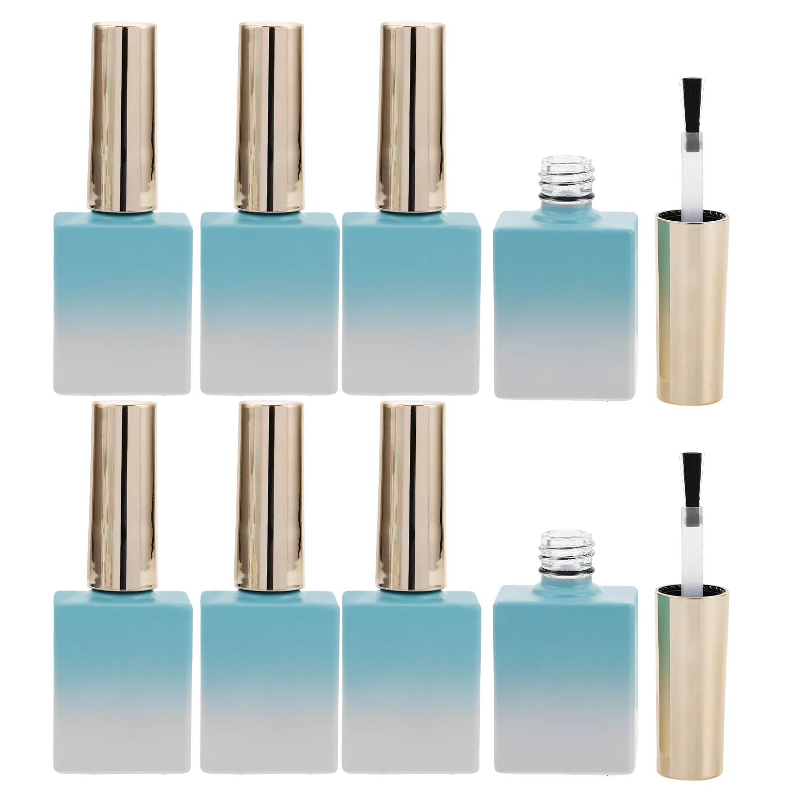 

8Pcs Empty Nail Polish Bottles Glass Round Gradient Design Built-in Brush Refillable Nail Containers 11.7ml Manicure Art