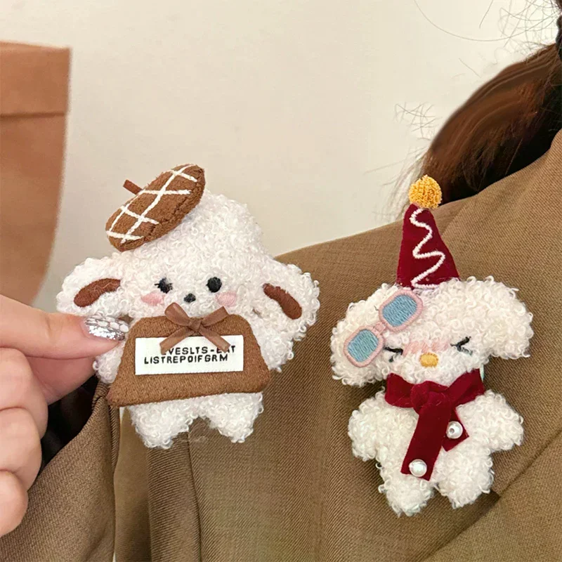 Nette Retro Plüsch Spielzeug Schlüsselbund Cartoon Kaninchen/Hund Weiche Angefüllte Puppe Anhänger Auto Schlüssel Ring Rucksack Tasche Decor Kind geschenk