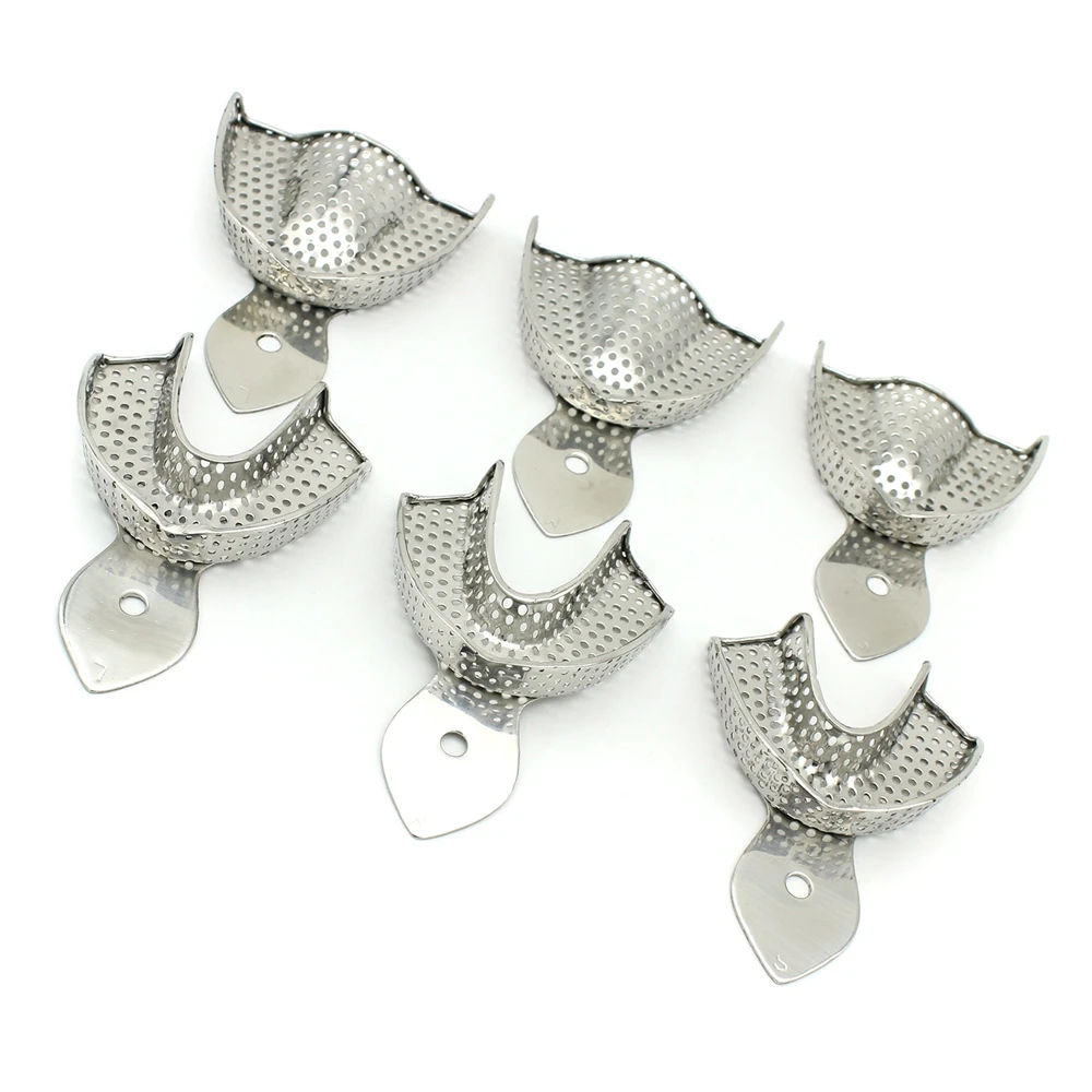6pcs/set  Lab Tools Upper Lower Stainless Steel Impression Trays Autoclavable Lab Best Tools s