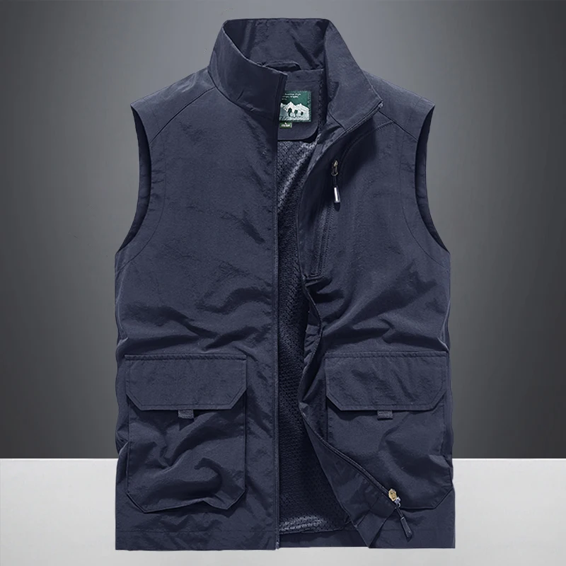 

Men's Thin Vest Jacket Outdoor Sports Workwear Multi-Pocket Fashion Urban Style Spring Autumn Loose Fit Zipper Closure Nylon