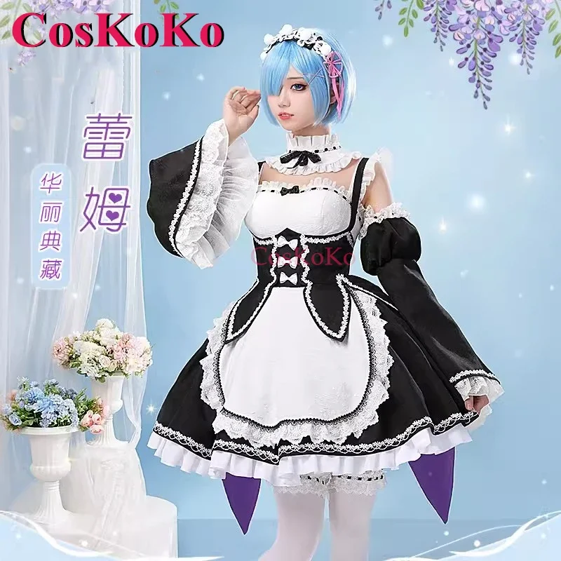 

CosKoKo Rem Cosplay Re:Life In A Different World From Zero Costume Sweet Elegant Maid Dress Halloween Party Role Play Clothing