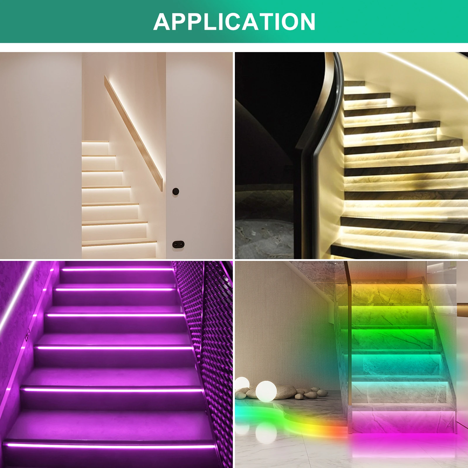 Imagem -06 - Stair Led Strip Light Controller Sensor de Movimento Pir Suporte de Iluminação de Escada Cor Única Executando Cob Rgb 132-step 24v