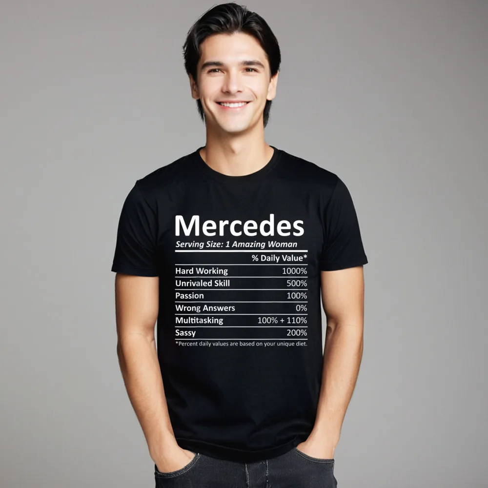 Men's Hip Hop Tops & Tees O-Neck Thanksgiving Day 100% Cotton T Shirt Casual MERCEDES Nutrition Personalized Name Funny Tees